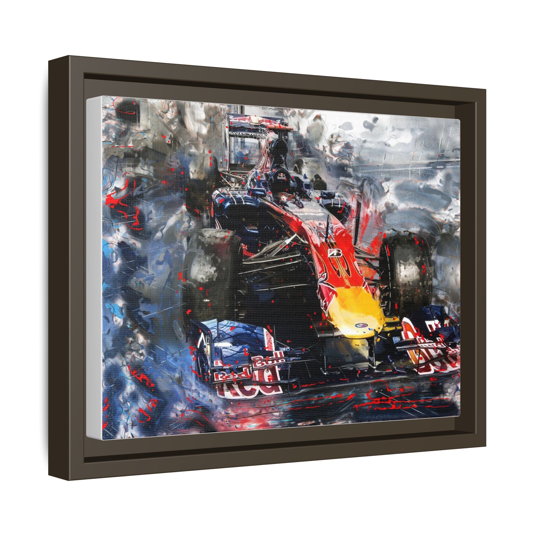 Formula Racing Car Matte Canvas Framed Print – Abstract Motorsport Wall Art