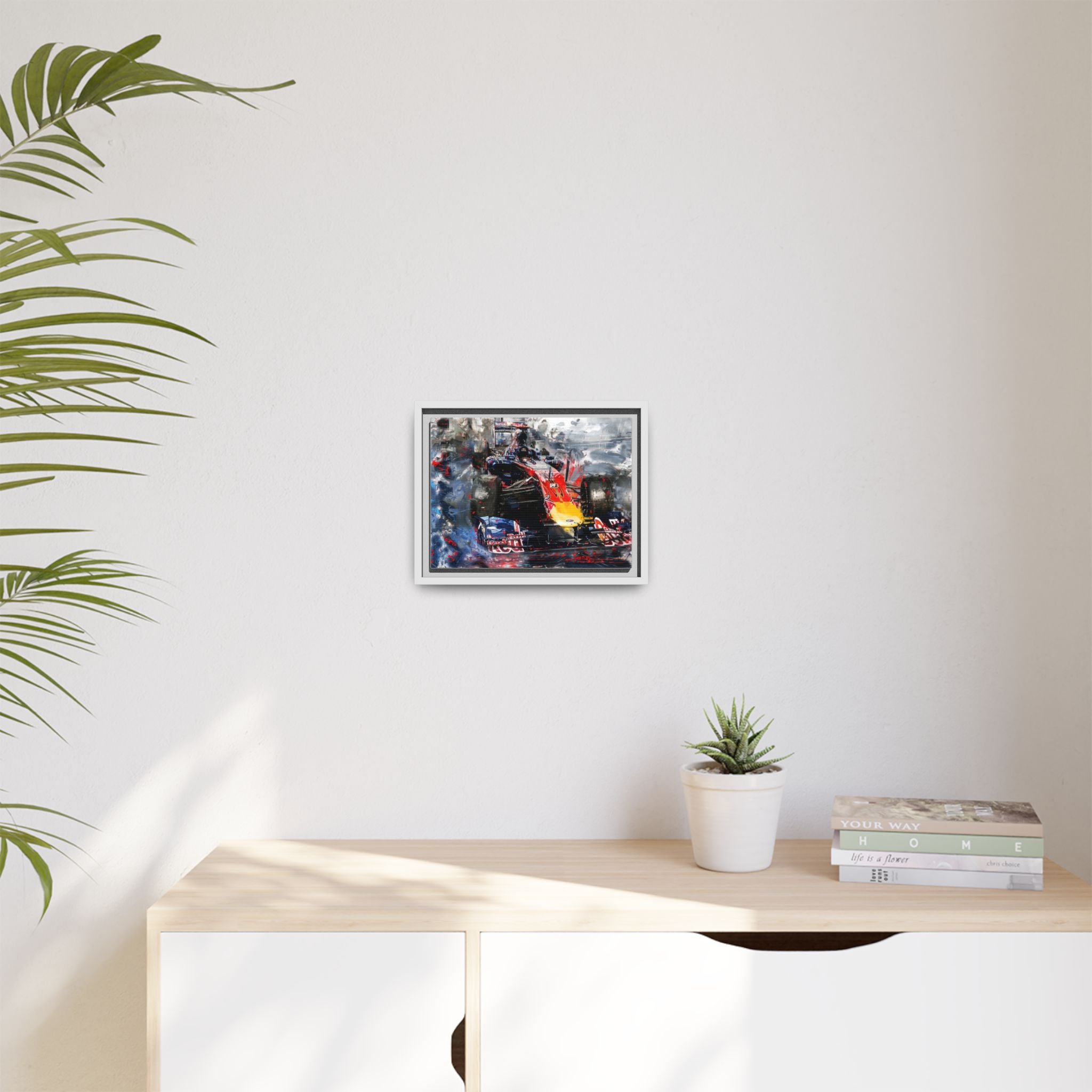 Formula Racing Car Matte Canvas Framed Print – Abstract Motorsport Wall Art