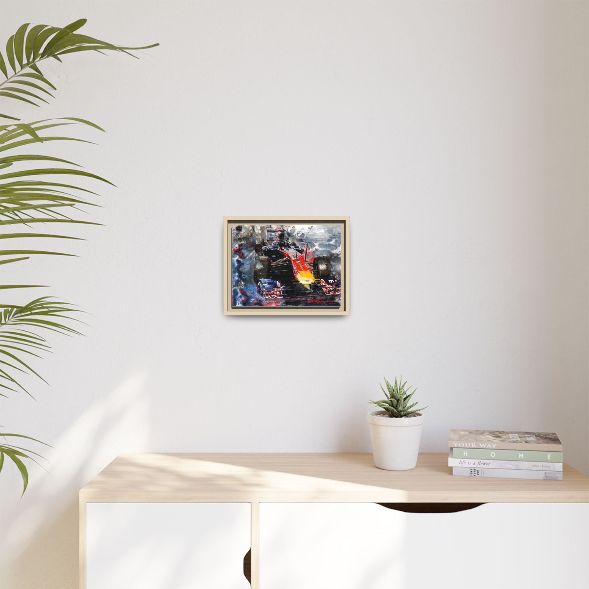 Formula Racing Car Matte Canvas Framed Print – Abstract Motorsport Wall Art