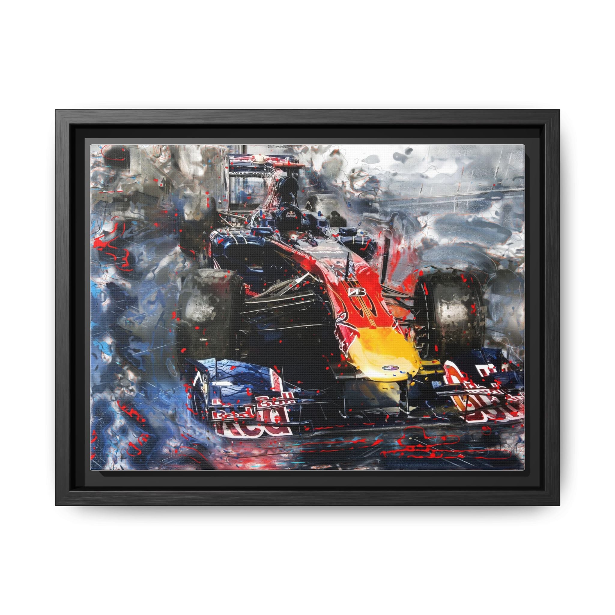 Formula Racing Car Matte Canvas Framed Print – Abstract Motorsport Wall Art